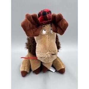 Vintage Carousel Murphy Moose In Hat Plush 7” Christmas Stuffed Animal 1983